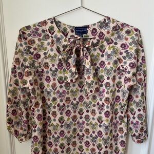 Papo D’Anjo Girls Pink Floral Flowy Blouse With Bow Size 12 Years